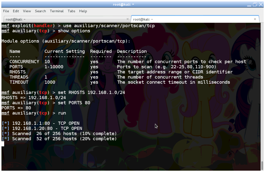 Running portscan using the pivot