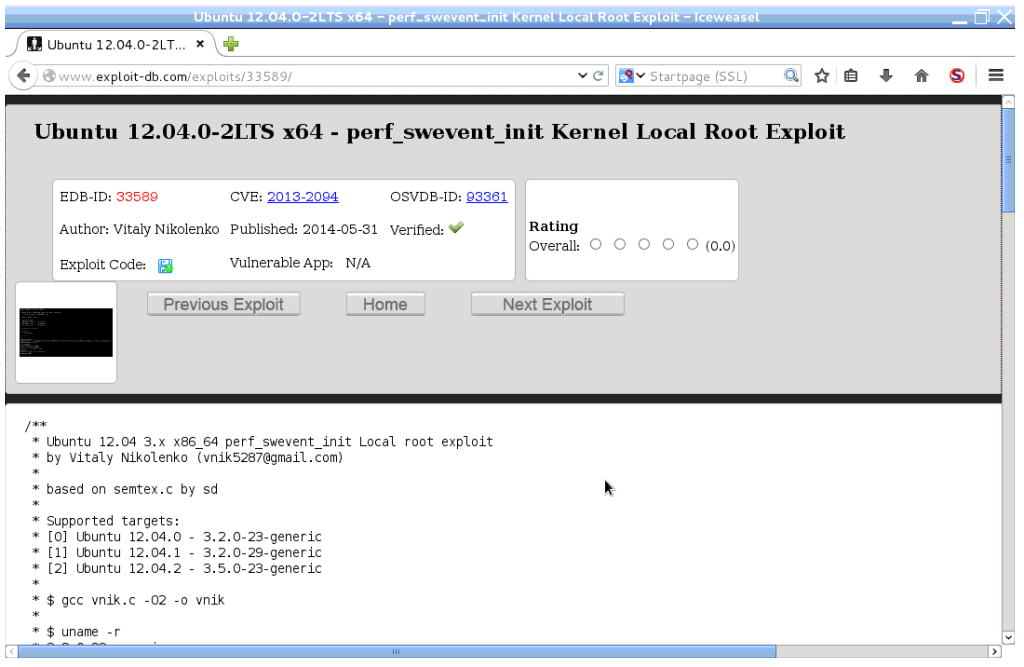 Ubuntu exploit on exploit-db.com