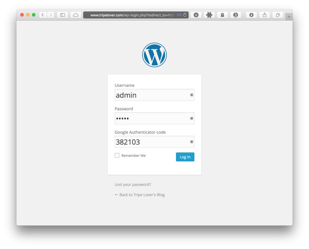Wordpress Login Page with Two-factor Authentication