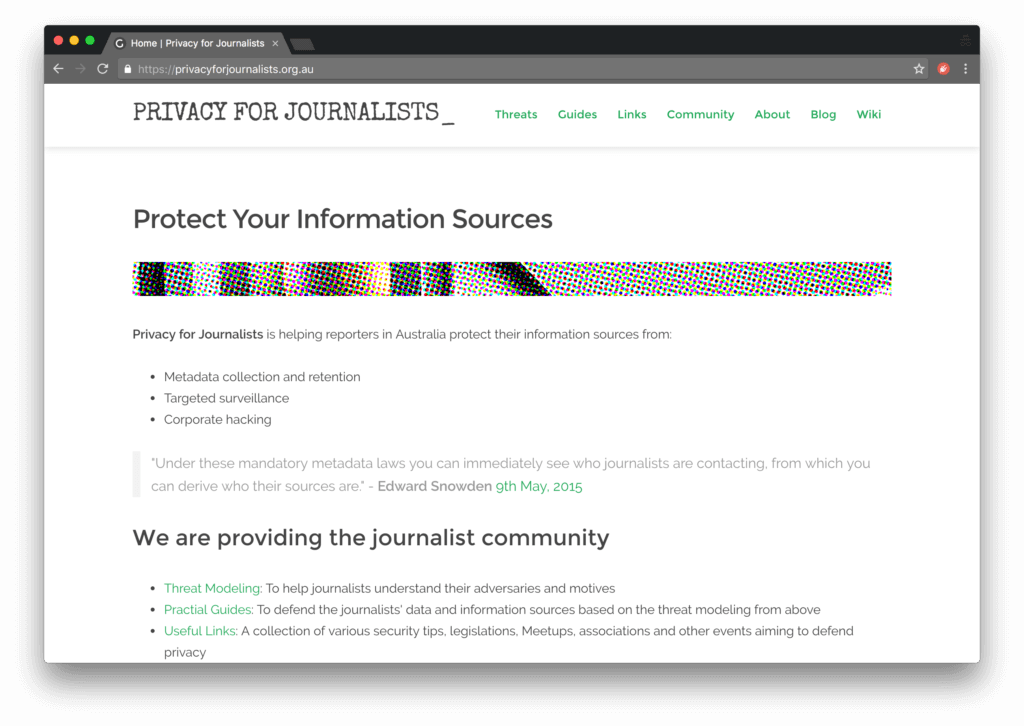 Privacy for Journalists Screenshot