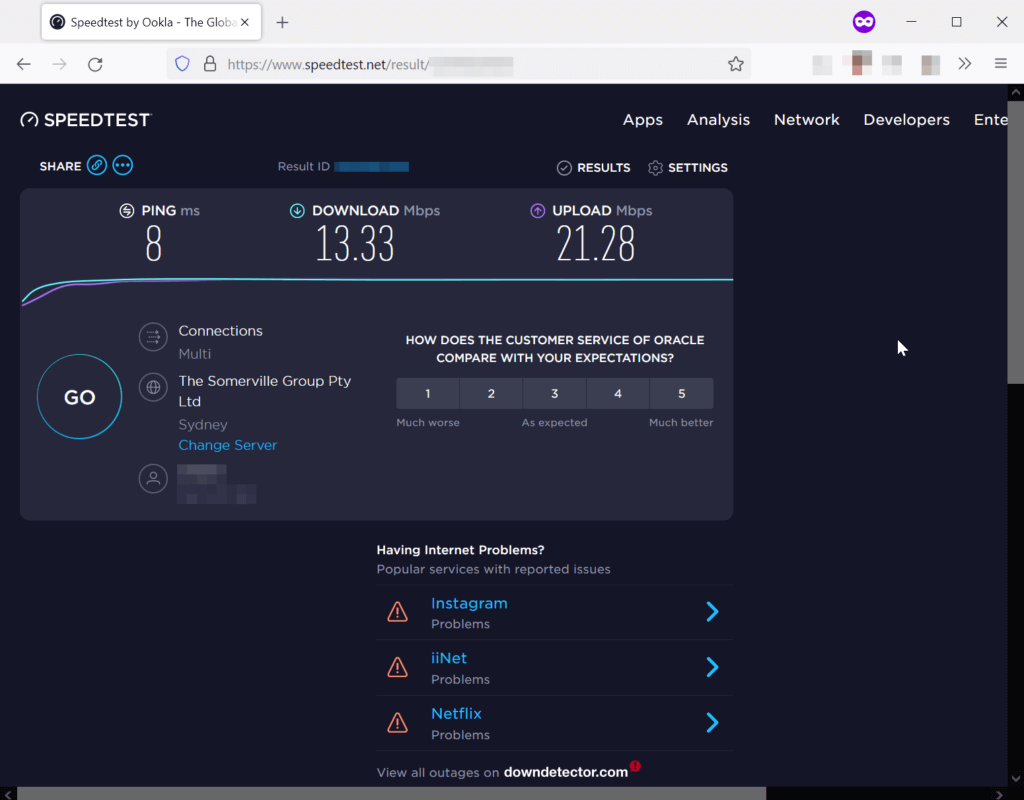 AC750 Speedtest Results with Wireguard enabled